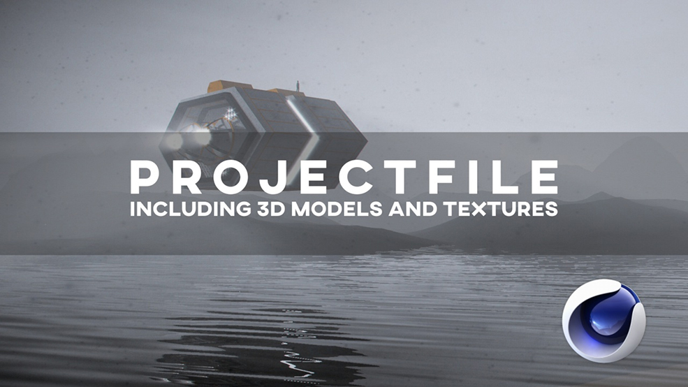 C4D湖面上空的科幻飞行器创意工程 COLUMBUS 3000