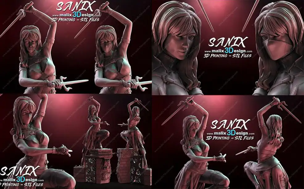 女杀手3D打印模型 Cubebrush – ELEKTRA – Model for 3D Printing
