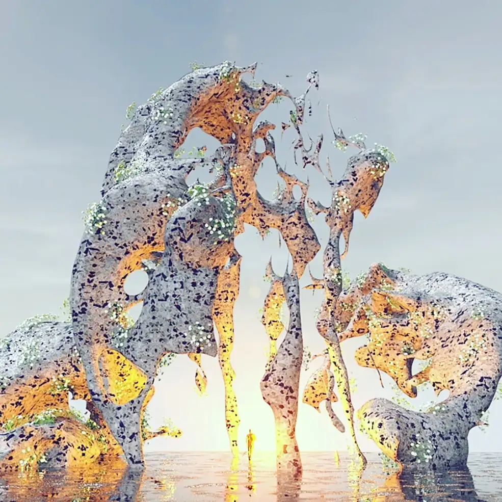 C4D海面上腐蚀镂空的物体创意工程 STRACIA STRUCTURE