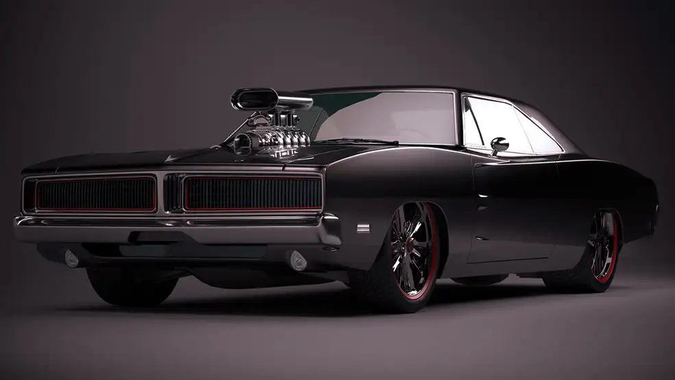 肌肉车道奇战马汽车C4D模型 Dodge Charger 1969 Custom 3D Model