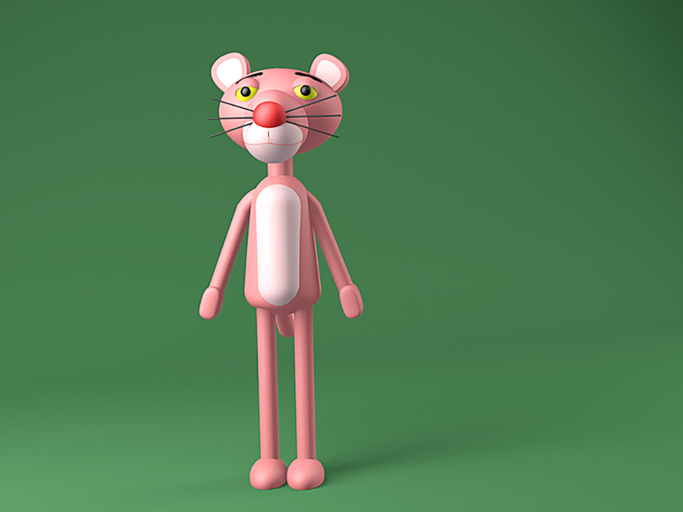 可爱的粉色豹子卡通角色C4D模型 Leopard