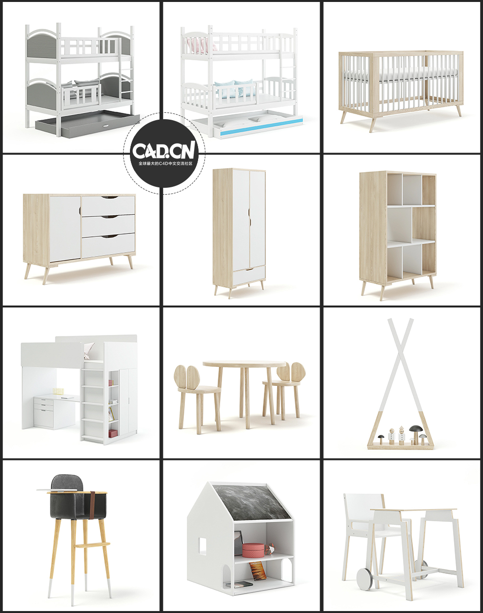 31个高精度儿童房间相关3D模型 Kids Furniture 3D Models Collection Volume 96 - C4D之家 - 未命名-2.jpg