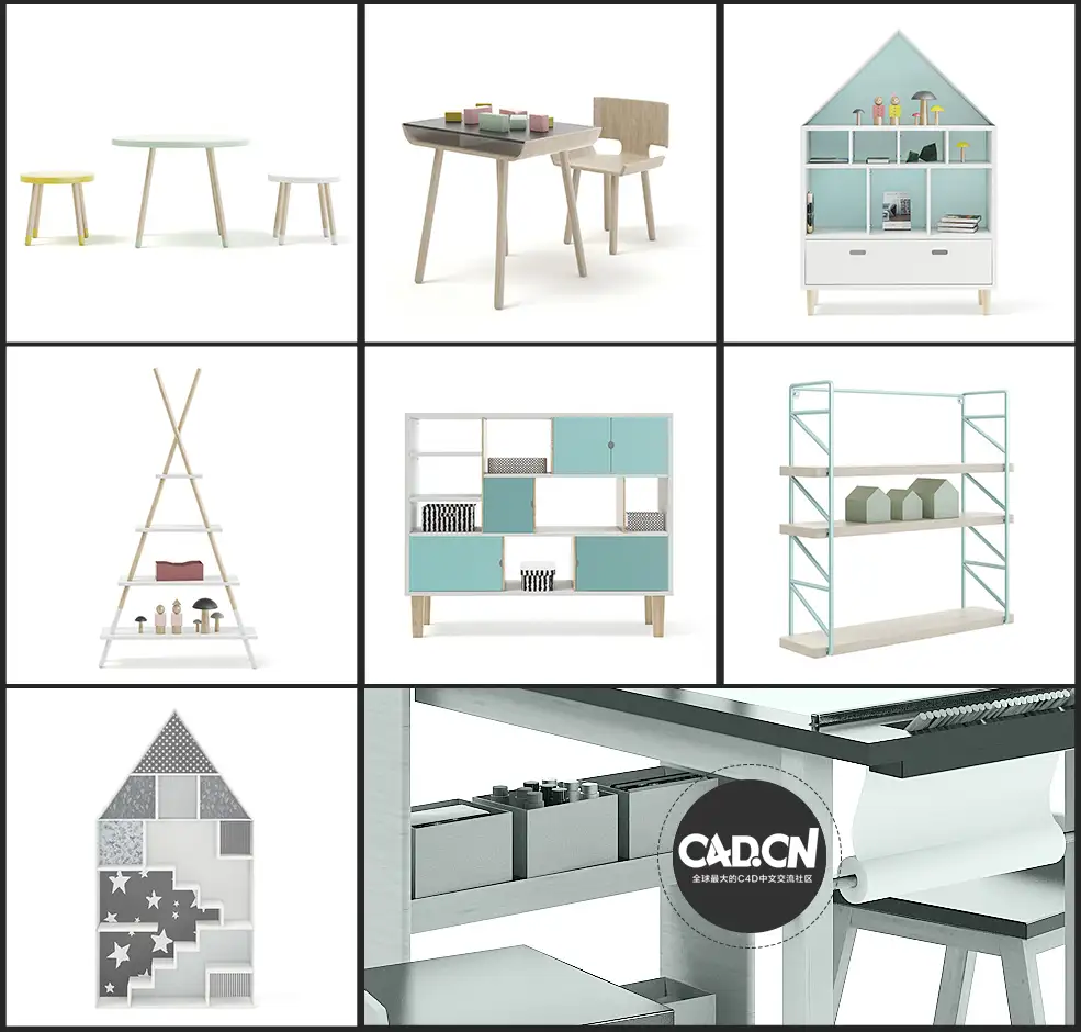 31个高精度儿童房间相关3D模型 Kids Furniture 3D Models Collection Volume 96 - C4D之家 - 未命名-3.jpg