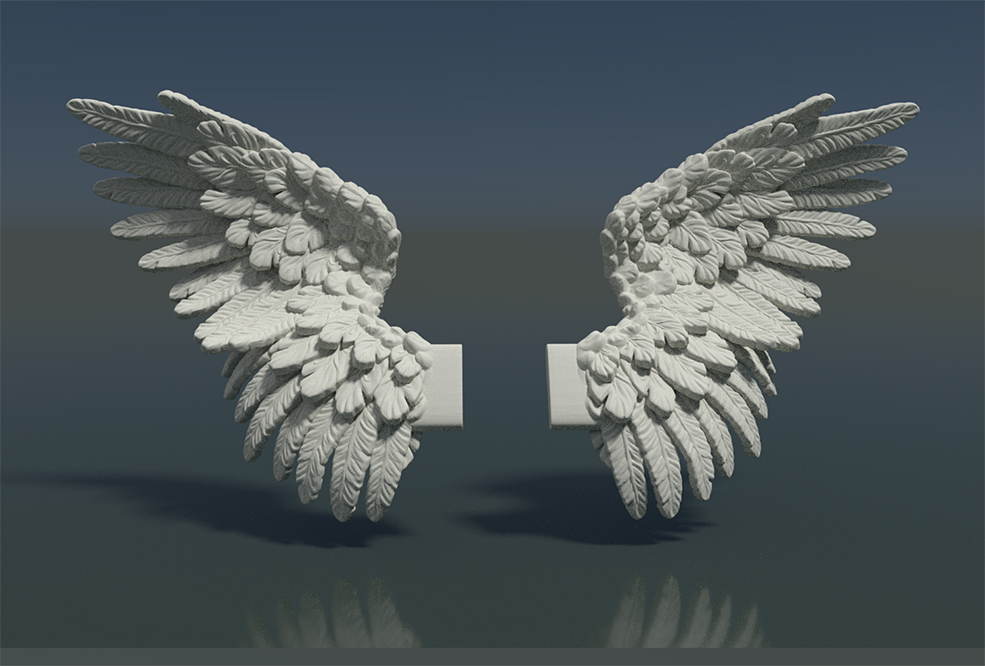 石头翅膀雕塑3D模型 Cubebrush – Wings