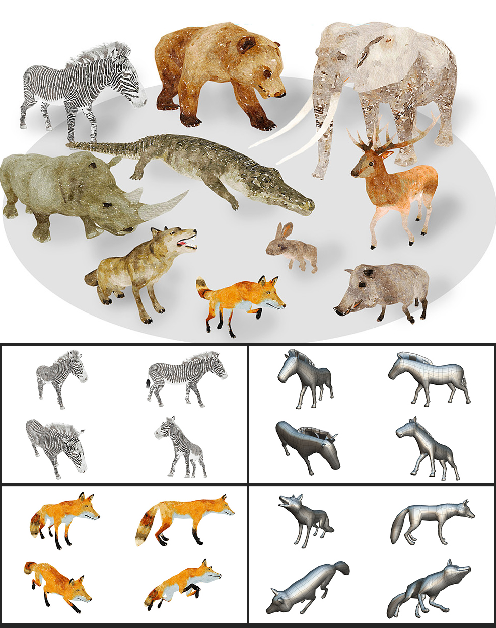 10个非洲动画低多边形3D模型 Africa Animal Illustration Animated Part 1 - C4D之家 - 0.jpg