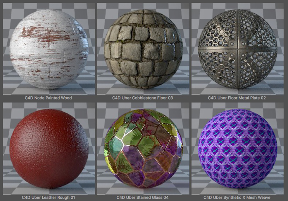 6个C4D建筑节点材质合集包一 Sampler Pack Uber Node Material Pack 1