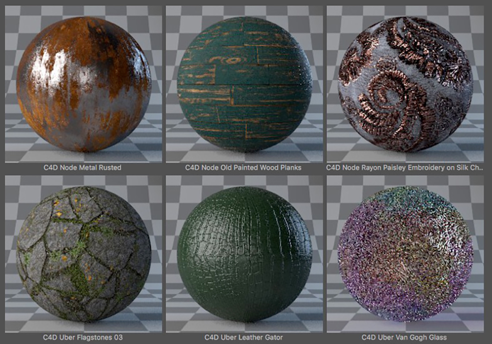 6个C4D建筑节点材质合集包一 Sampler Pack Uber Node Material Pack 2