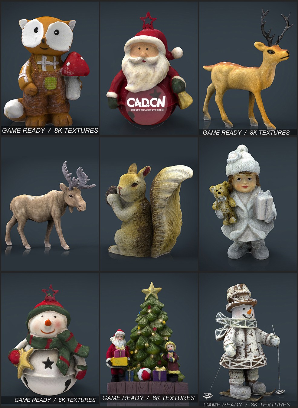 9个圣诞节装饰模型合集 Christmas Ornaments Pack