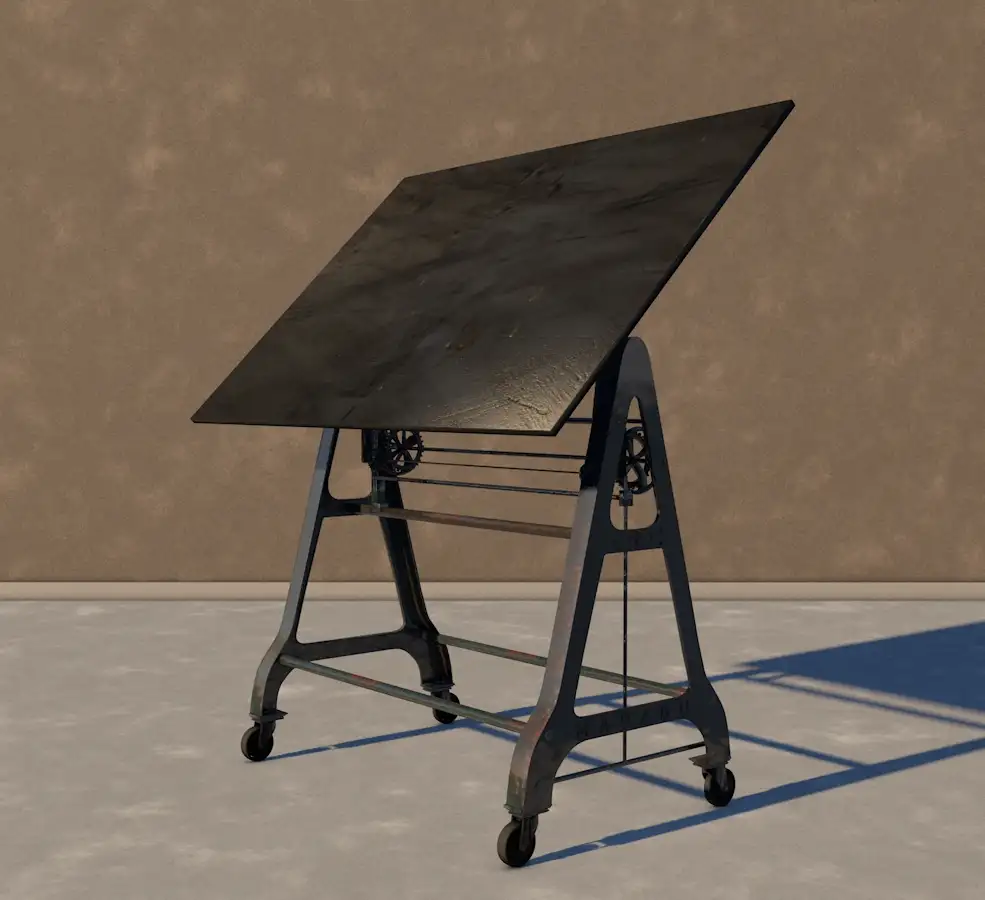 建筑制图金属图板架C4D模型 Cinema 4D 3D Model Architecture Drafting Drawing Board