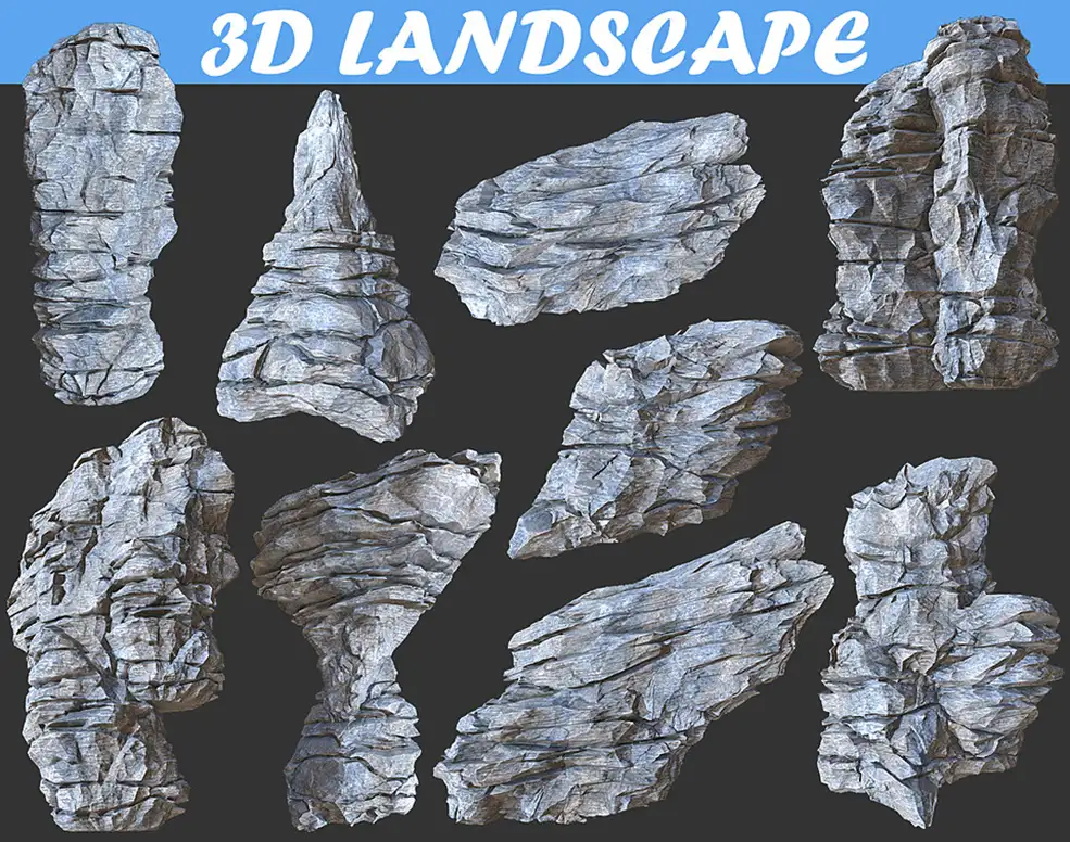 9个低面陡峭悬崖岩石3D模型 Low poly Realistic Rocky Sharp Cliff Modular Pack - C4D之家 - big_32b4b909ba.jpg