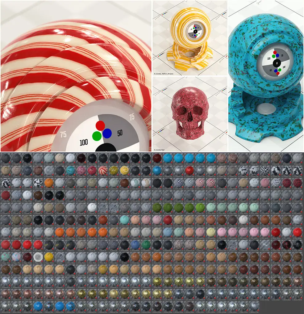 362种C4D Octane+Redshift车漆 木纹 金属 玻璃 塑料材质预设合集 - C4D之家 - all_redshift_materials-1024x544.jpg