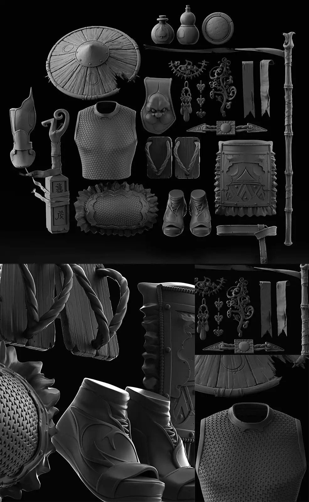 中国古代建筑人物服饰龙狮蛤蟆游戏3D模型(OBJ/ZBP/ZTL格式) - C4D之家 - china_character_kit.jpg