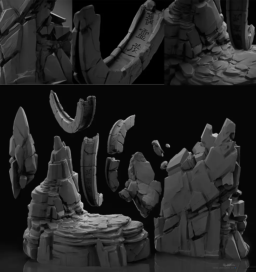 中国古代建筑人物服饰龙狮蛤蟆游戏3D模型(OBJ/ZBP/ZTL格式) - C4D之家 - China_enverement_stones_kit.jpg
