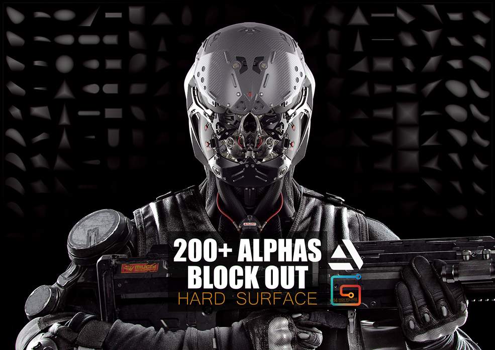 200+个ZBrush硬面组建模型 Gumroad – Zbrush 200+ Alphas Block Out Hard Suface