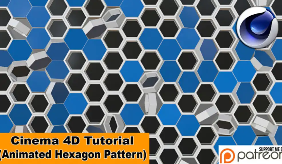 C4D六边形图案动画教程 Animated Hexagon Pattern (Cinema 4D Tutorial)