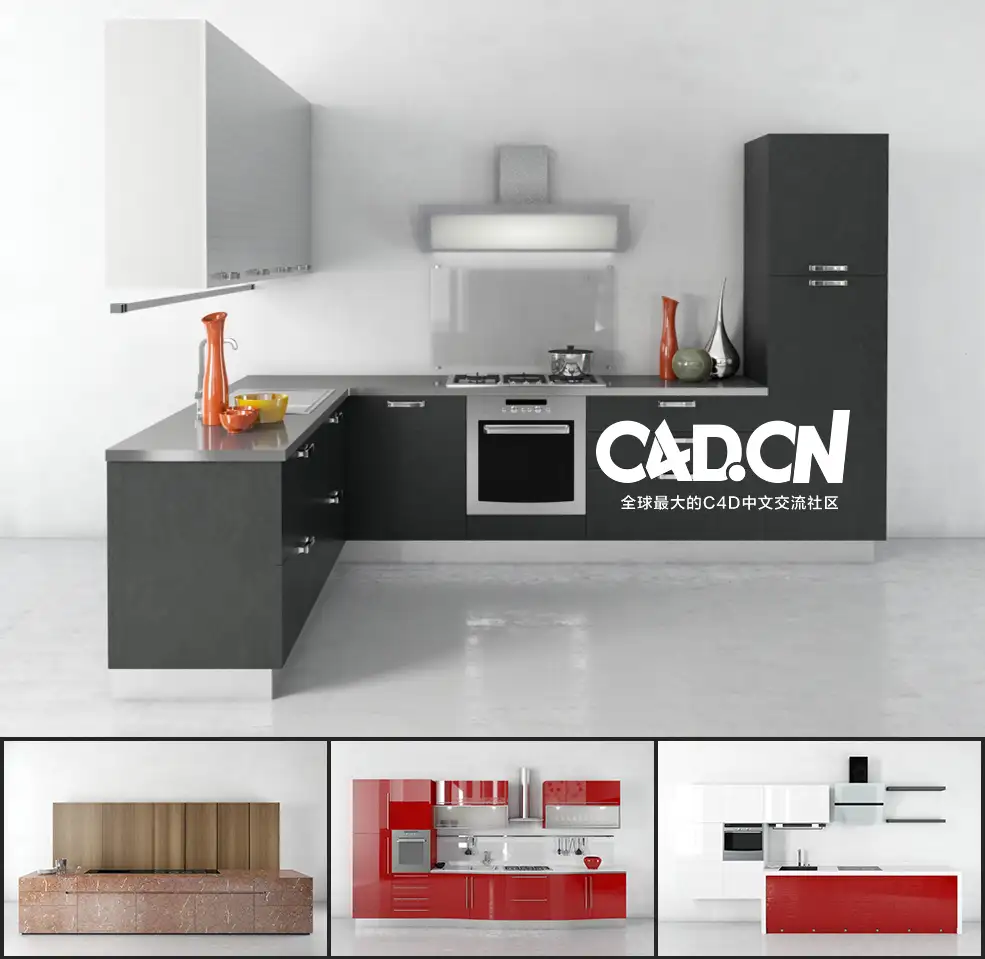 40套厨房橱柜C4D模型合集 Kitchen cabinet - C4D之家 - 未命名-4.jpg