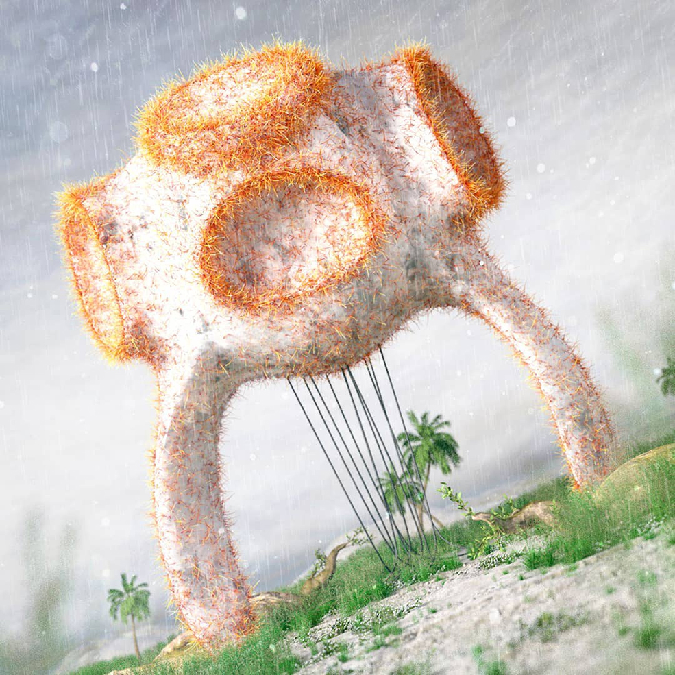 C4D外星科幻毛刺生物创意工程 CIRCLE-EYED COAT CREATURE