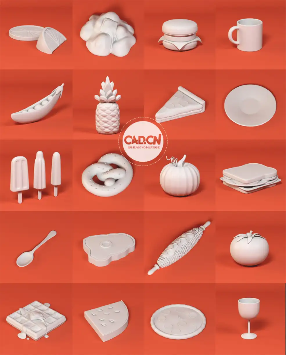 52个低面卡通食物C4D模型预设合集 food pack - C4D之家 - 未标题-3.jpg