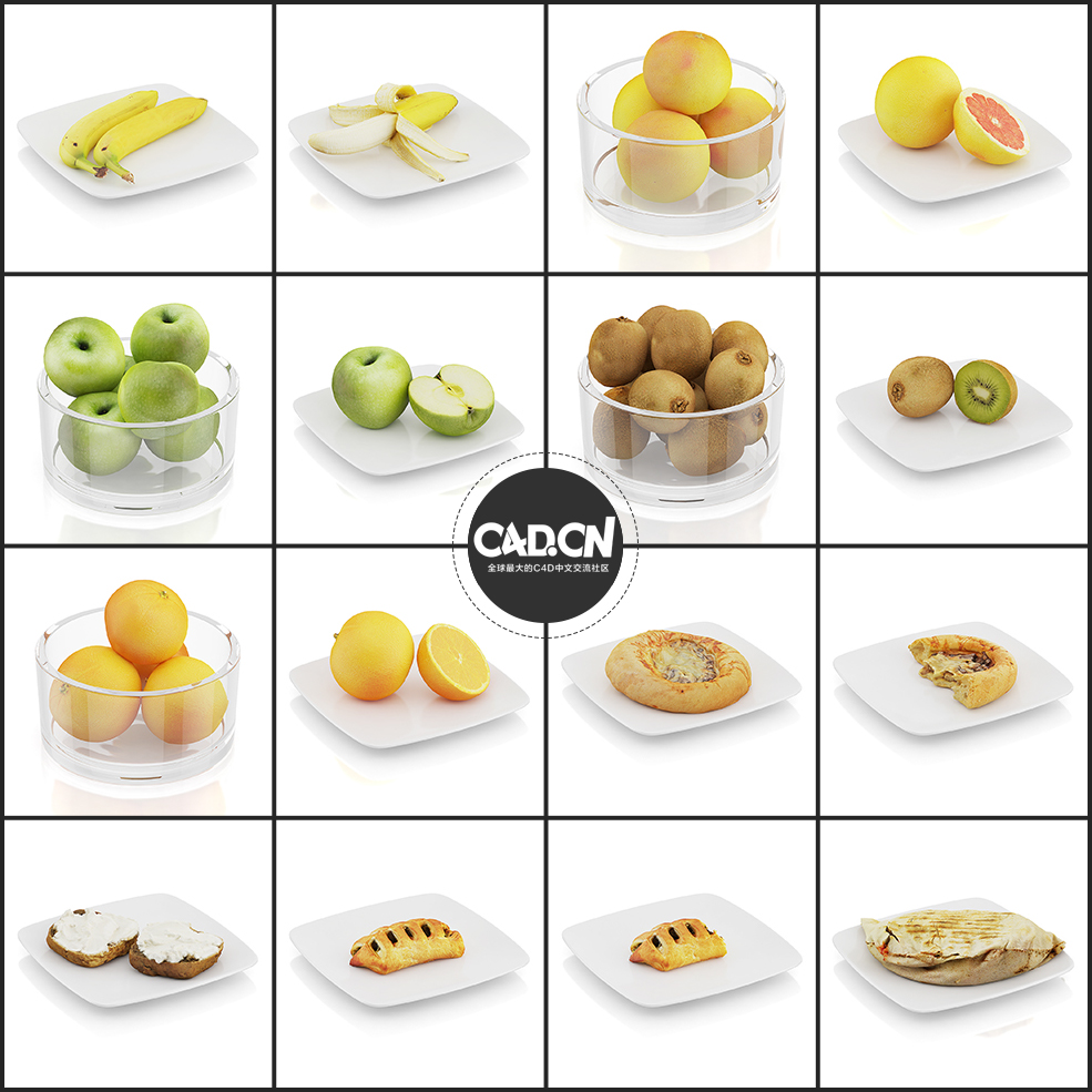 81个C4D水果 面包食品模型合集 food