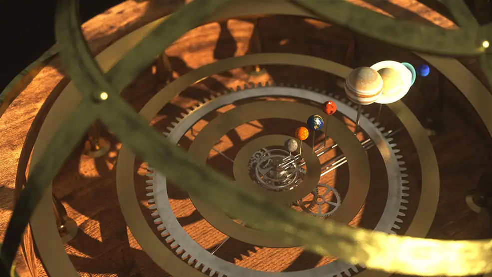 C4D旋转的科幻机械太阳能系统动画工程 Cinema 4D 3D Model Orrery Solar System