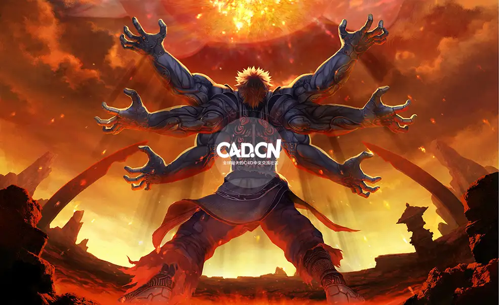 14套C4D动作游戏《阿修罗之怒(Asuras Wrath)》(1)游戏模型合集 - C4D之家 - asura_large_red.jpg
