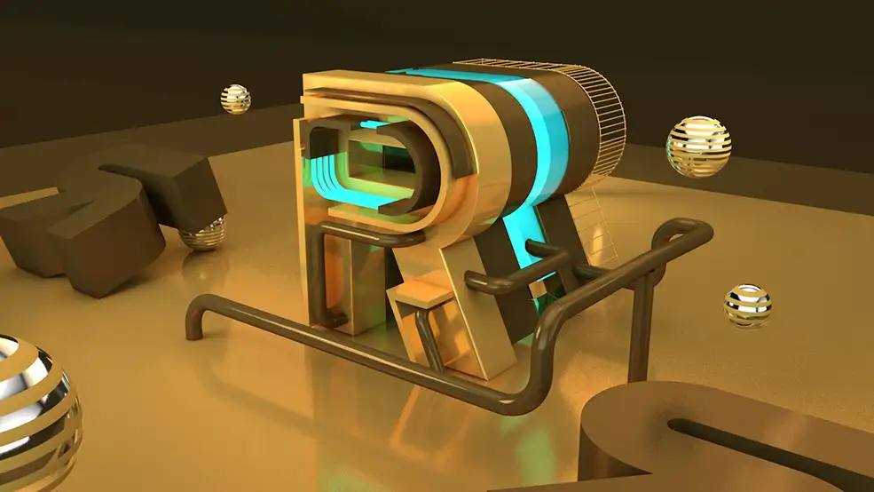 C4D创意金属文字R工程文件