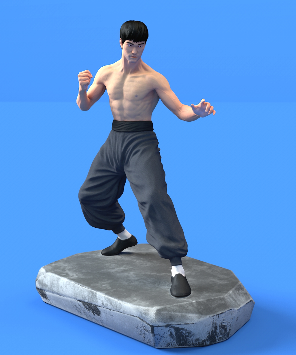 中国功夫**李小龙C4D模型 Bruce Lee Dragon Fighter – 3D Model - C4D之家 - C4D.jpg