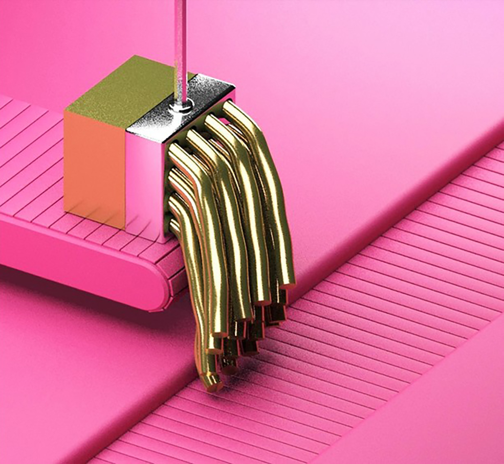 C4D Arnold金色面条流水线动画工程 Sliced Gold Loops