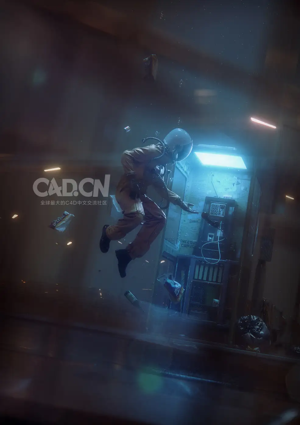 C4D Octane宇航员电话亭动画场景工程 Astronaut Phonebooth - C4D之家 - c88b3135226551.56eeeaf3b1e83.jpg