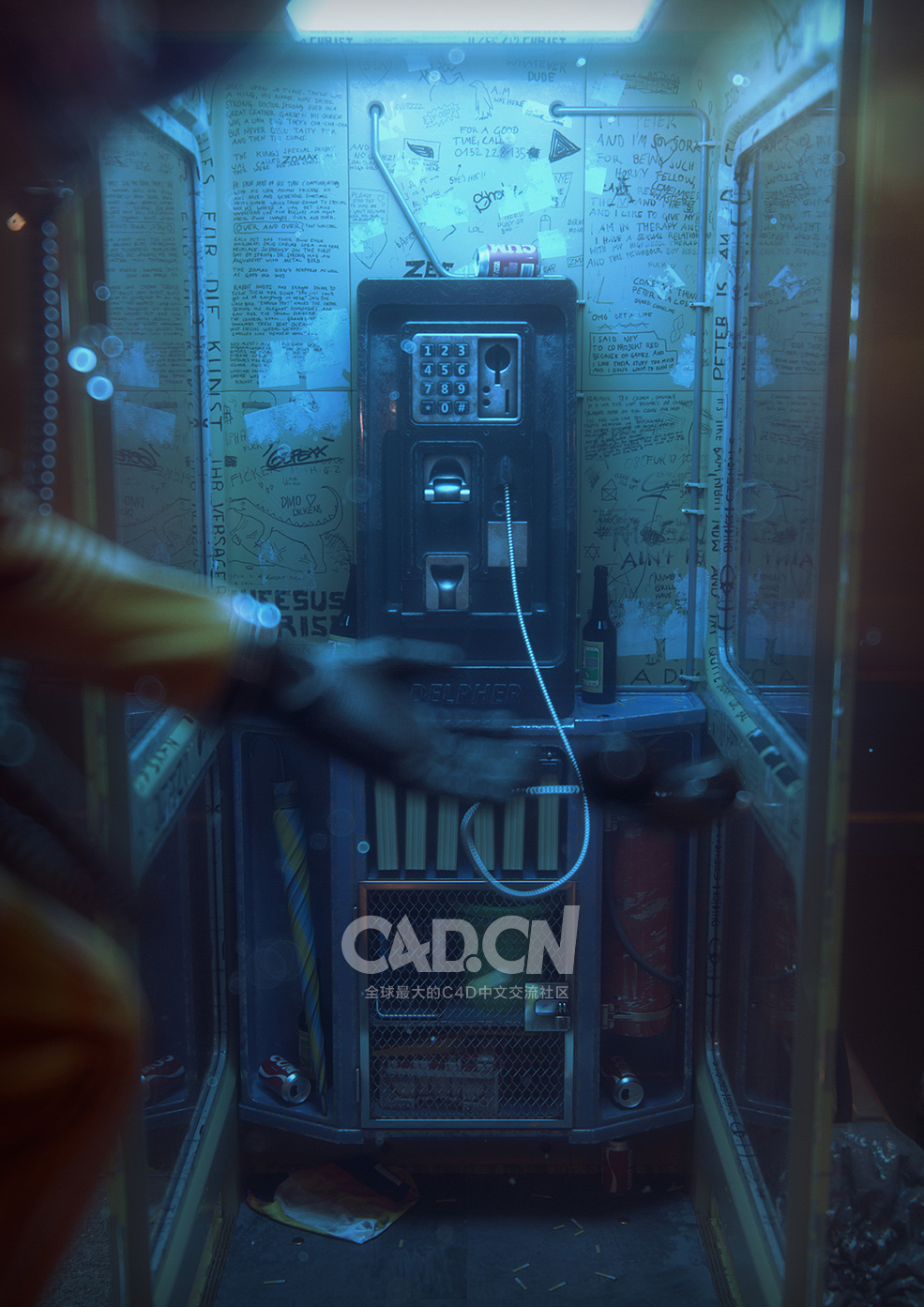 C4D Octane宇航员电话亭动画场景工程 Astronaut Phonebooth - C4D之家 - 06c2c835226551.56eeeaf3b27cf.jpg