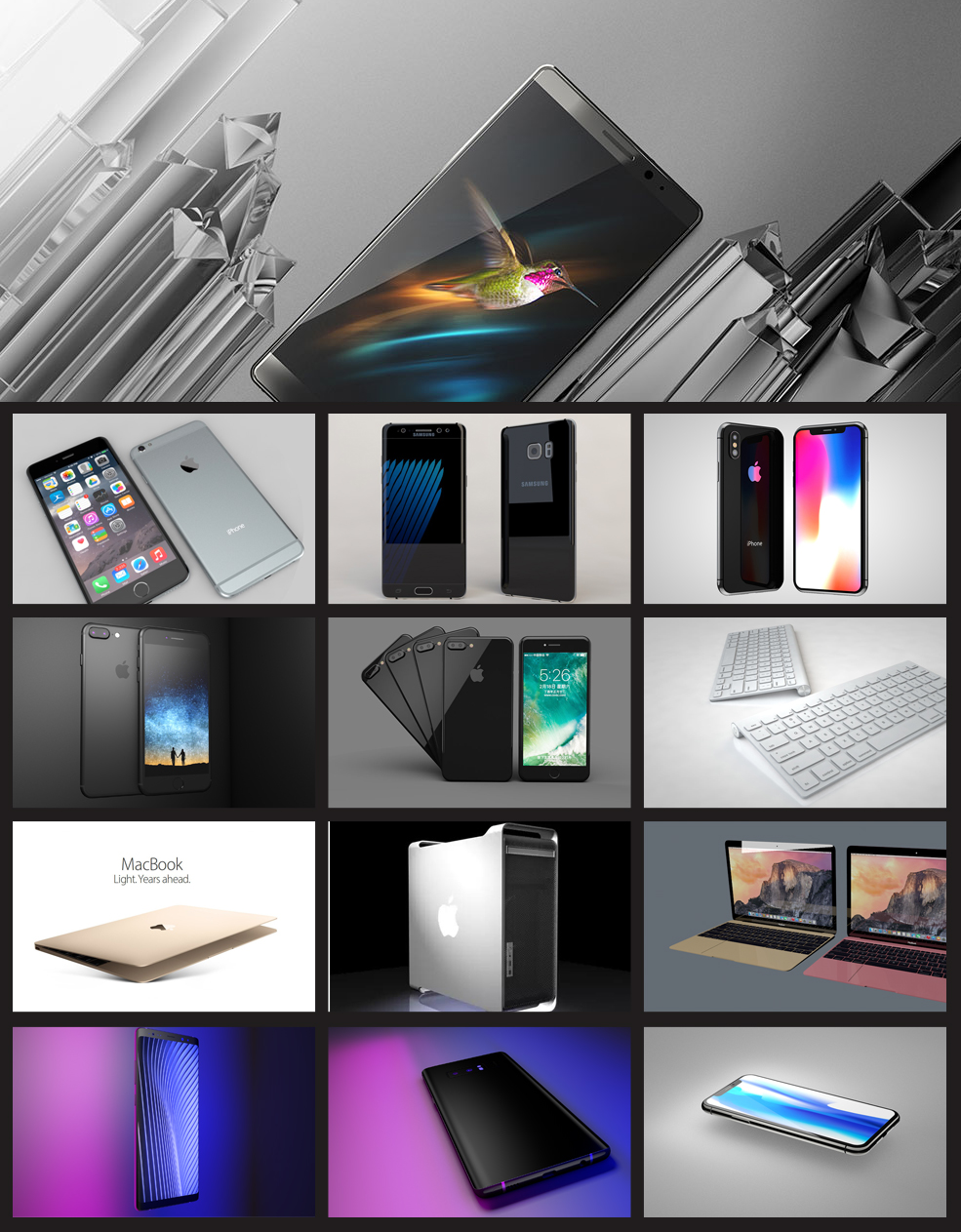 12个电子数码产品C4D模型(手机 电脑 笔记本) - C4D之家 - 未标题-1.jpg