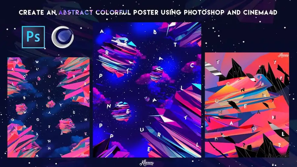 C4D + PS抽象海报制作教程 Create a colorful Abstract Poster using C4D and PS