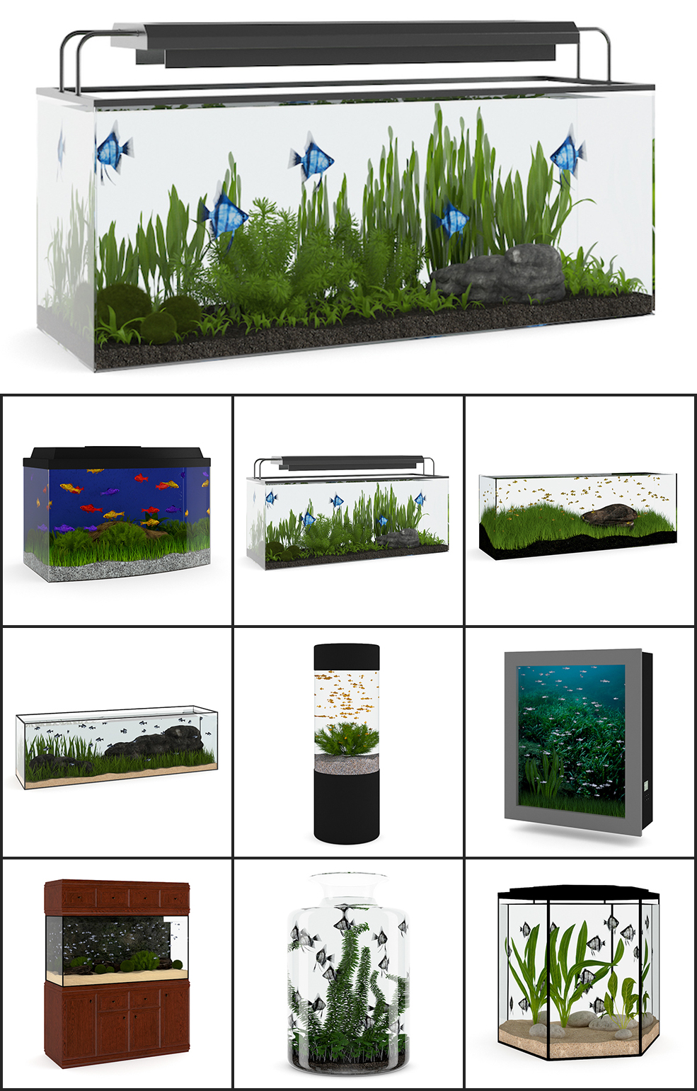 15个C4D鱼缸模型合集 Aquariums