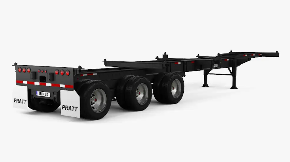 集装箱拖车C4D模型 Trailer Semi Pratt GN2040EZ Container Chassis 40ft 2018