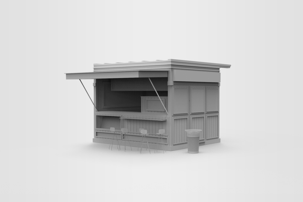 公园售货亭C4D模型 foodstall kiosk