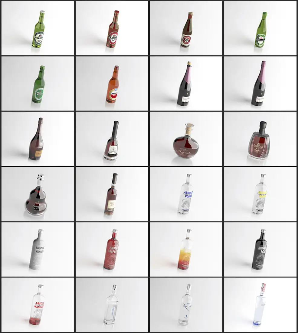 50个酒瓶C4D模型 wine vray c4d
