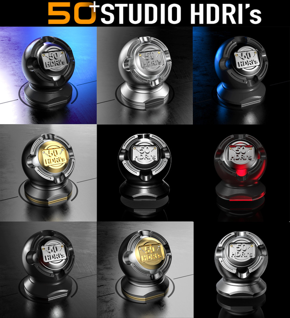 50个HDRI高动态贴图素材 Gumroad – 50+ High Quality Studio HDRI Pack