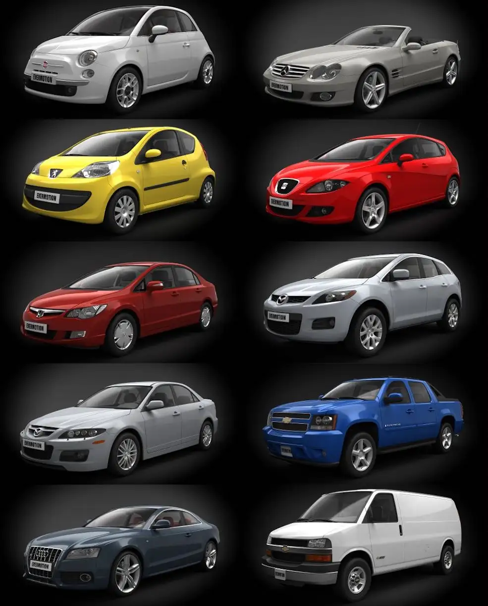 10辆不错的轿车3d模型 Evermotion - HDModels Cars. Vol. 2 full