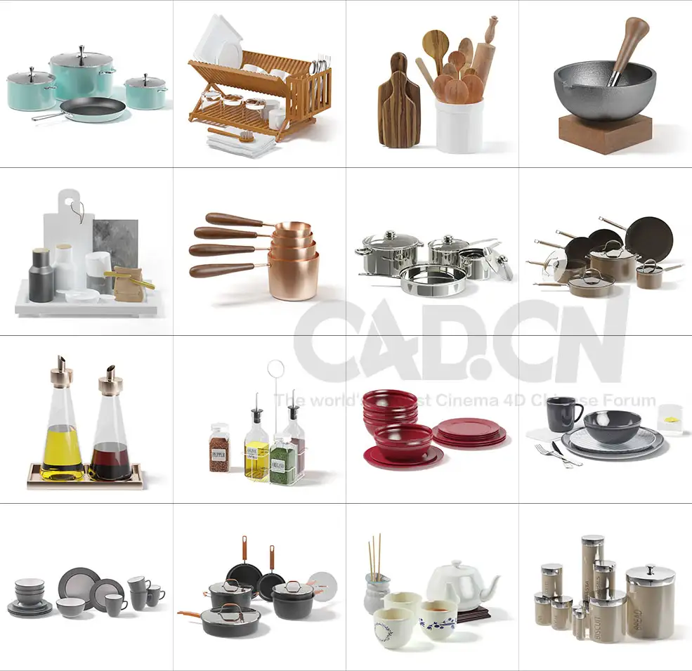 24套厨房用具C4D模型合集 KITCHEN UTENSILS - C4D之家 - 未命名-1.jpg