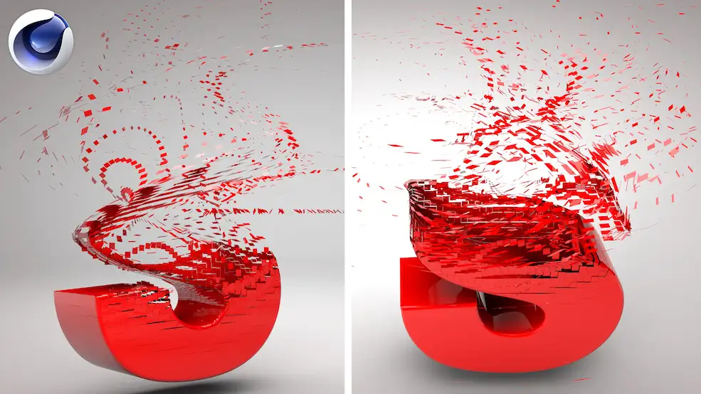 龙卷风碎片化文字生长动画C4D工程 PolyFX Animated Text Destruction Beginner