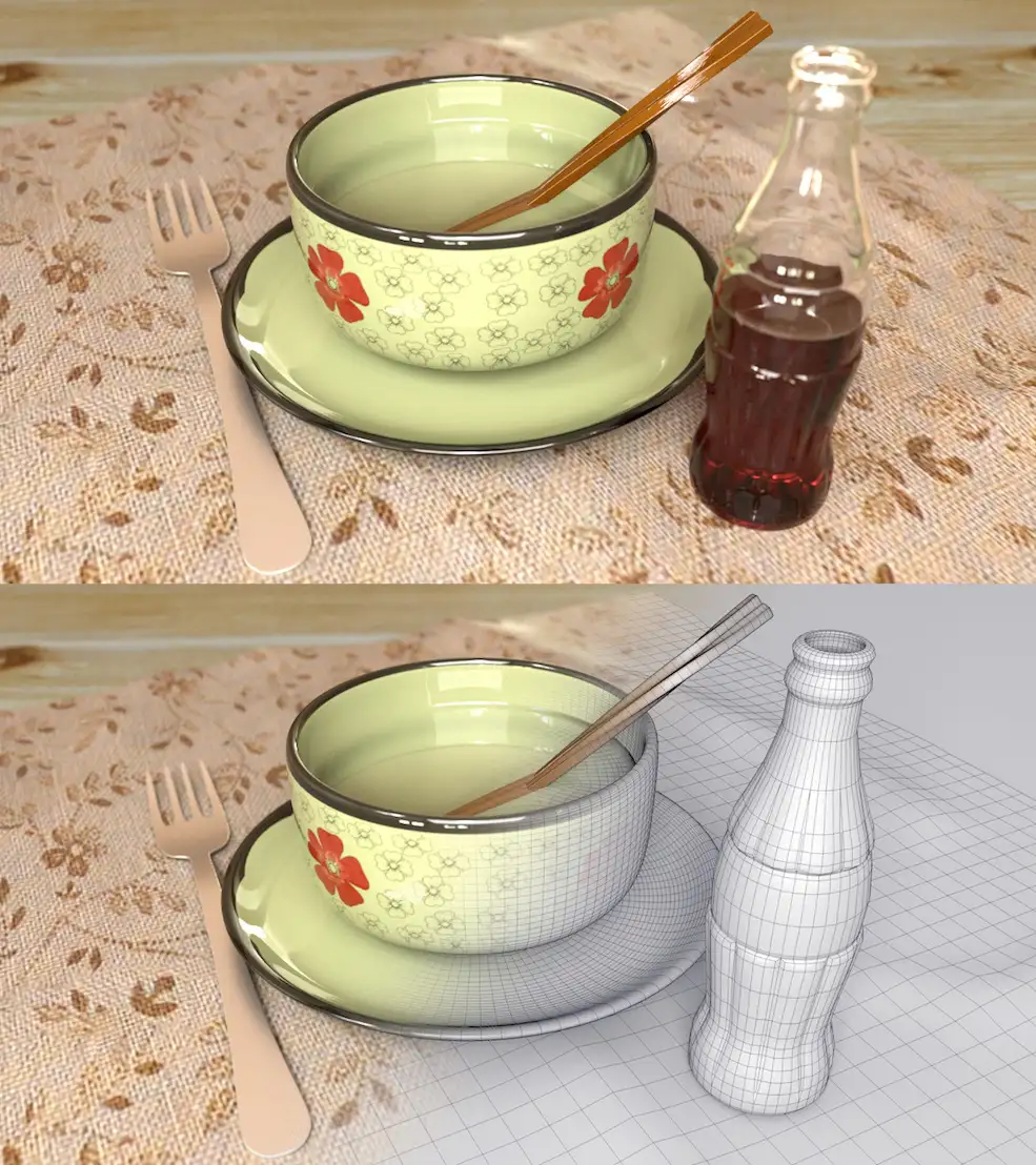 C4D Redshift 餐具贴图中文视频教程(文子原创)