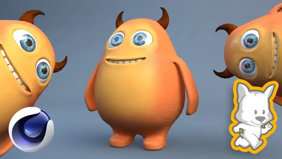 C4D长角的卡通怪兽建模教程 3D Character Creation in C4D Modeling a Happy Monster