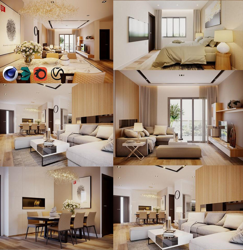 C4D室内场景模型:客厅卧室 House Design 4