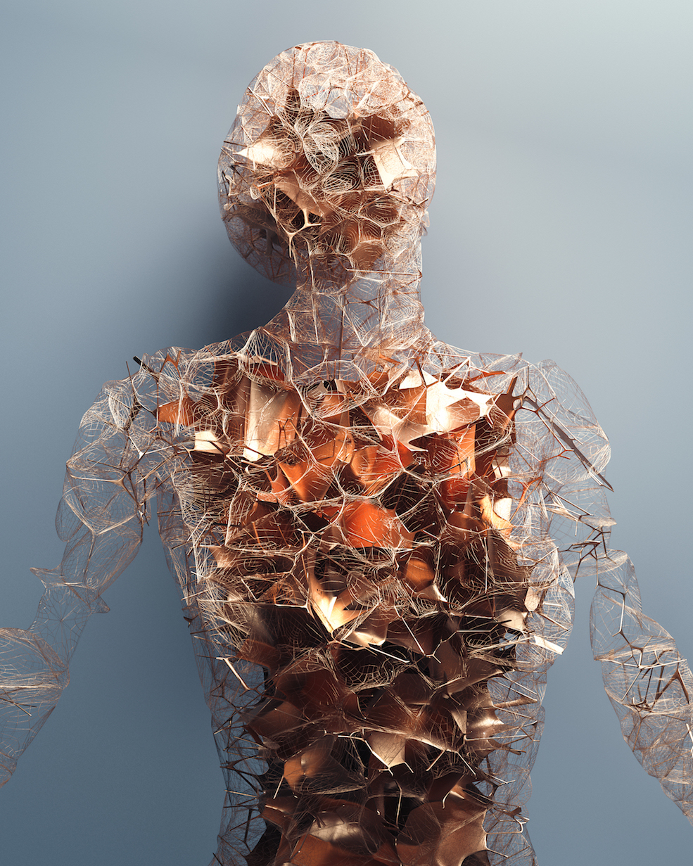 C4D Redshift科幻网格连接人物创意工程 Bond