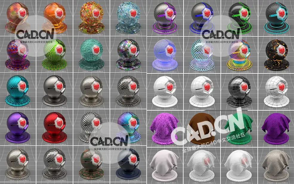 163组C4D Redshift渲染器4K材质预设包