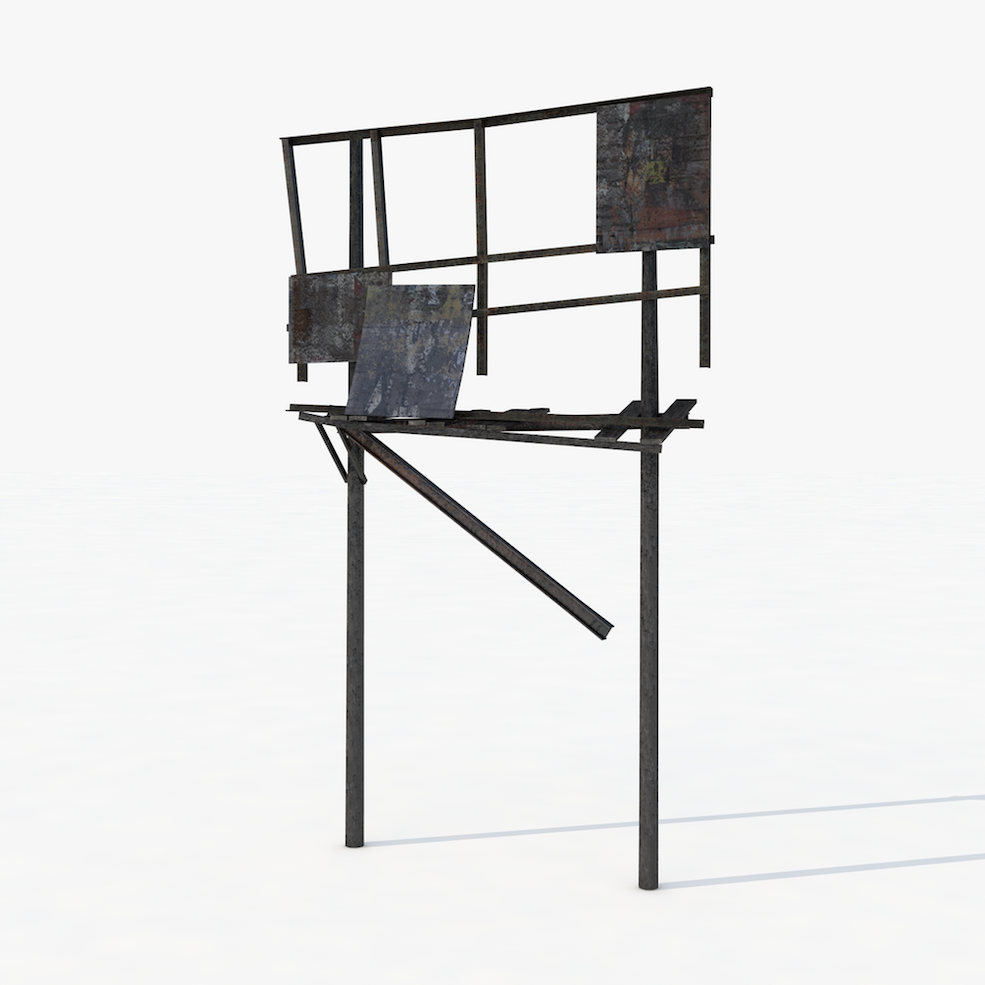 破旧的广告牌C4D模型 Old Billboard - C4D之家 - bill_1.png