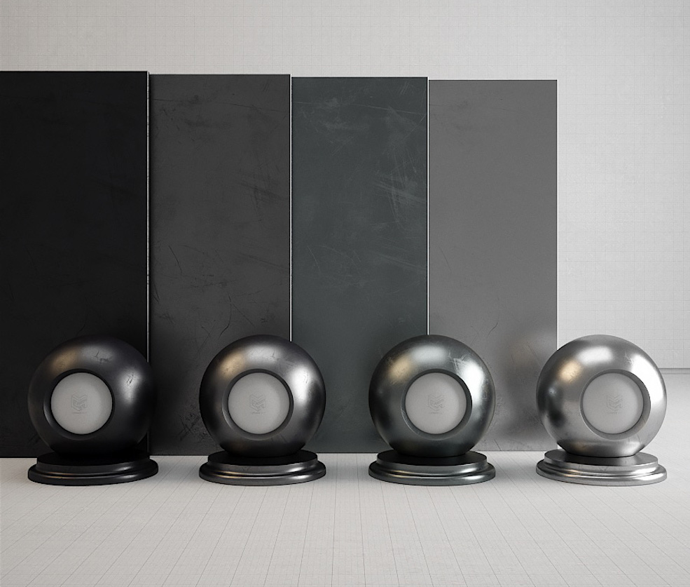 4个C4D VRAY划痕金属材质球 basic shaders scratched metals