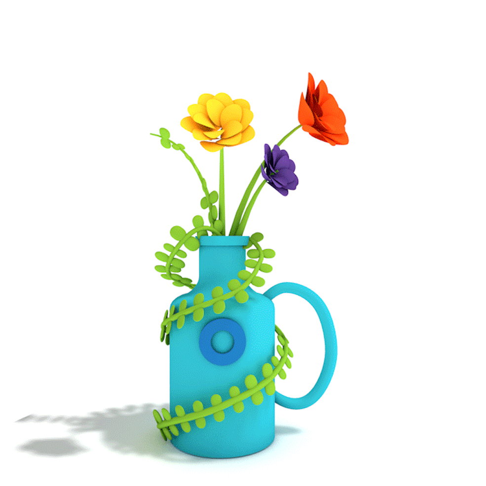 C4D鲜花盛开花瓶动画工程