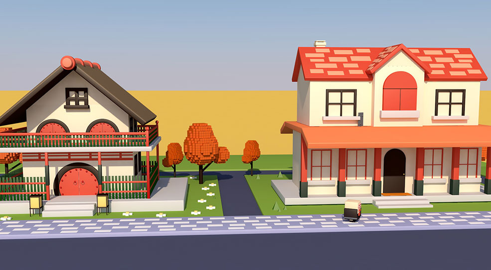 卡通房子C4D模型 Cartoon house