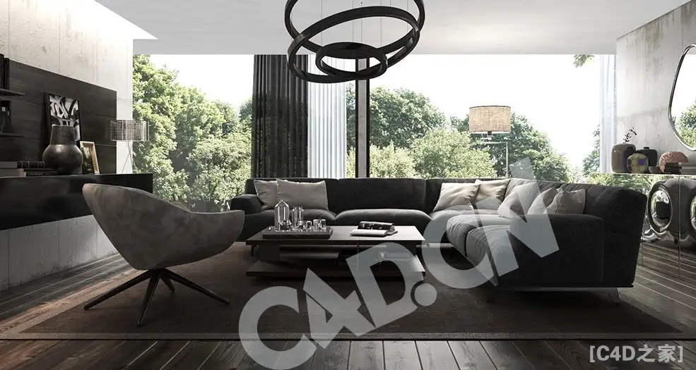 C4D室内模型：客厅模型渲染工程 BeInspiration 90 3D model